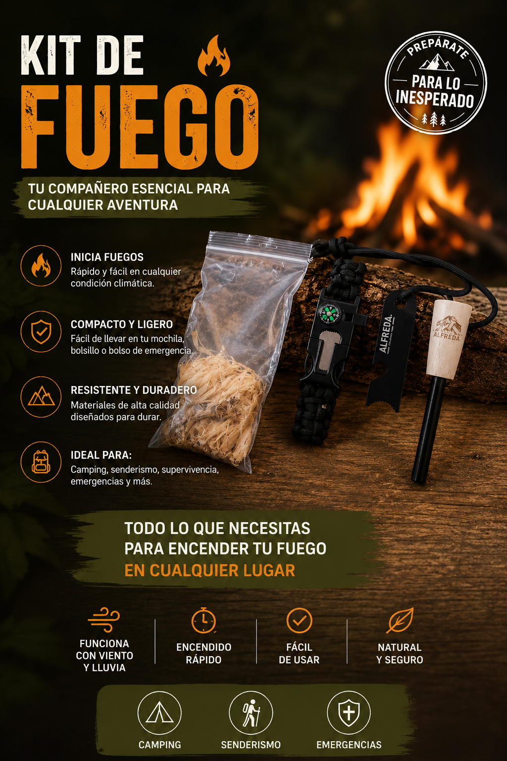 Kit compacto de fuego